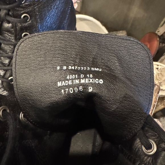 FRYE BOOT | LACE UP | COMBAT TYLER MOTO | BLK LEATHER SILVER METALLIC | VERONICA - Picture 7 of 15